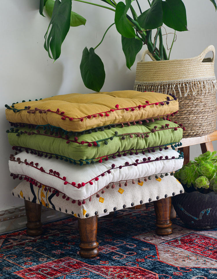 Cojín de silla cómodo de lino y algodón de estilo vintage