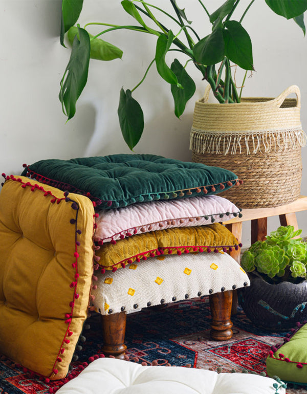 Coussin de chaise confortable en coton et lin de style vintage