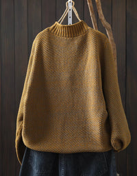 Womens mustard sunflower knit sweater back view
