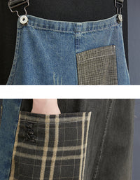 Vintage Wide Leg Patchwork Denim Jumpsuit