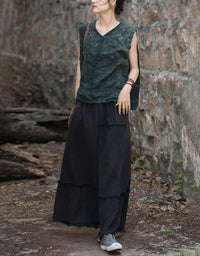Vintage Women’s Loose-Fit Ramie Linen Maxi Skirt