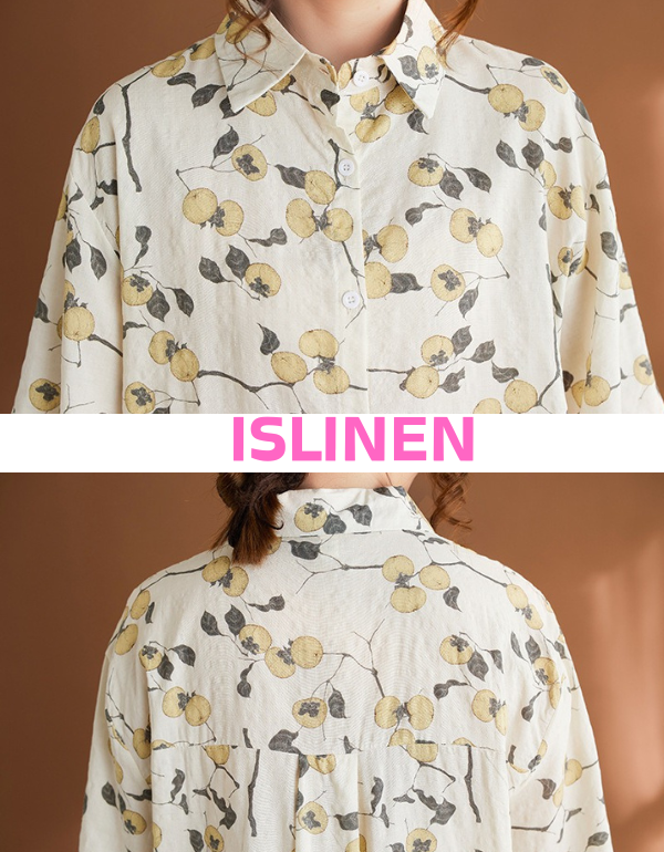 Close-up vintage style linen shirt women lightweight fabric detail