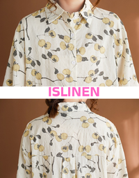 Close-up vintage style linen shirt women lightweight fabric detail
