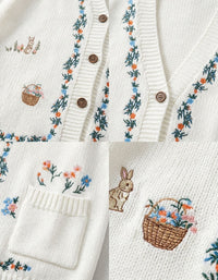 Women's Vintage-Inspired Embroidered Knit Vest