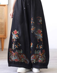 Wide Leg Loose Embroidery Denim Pants