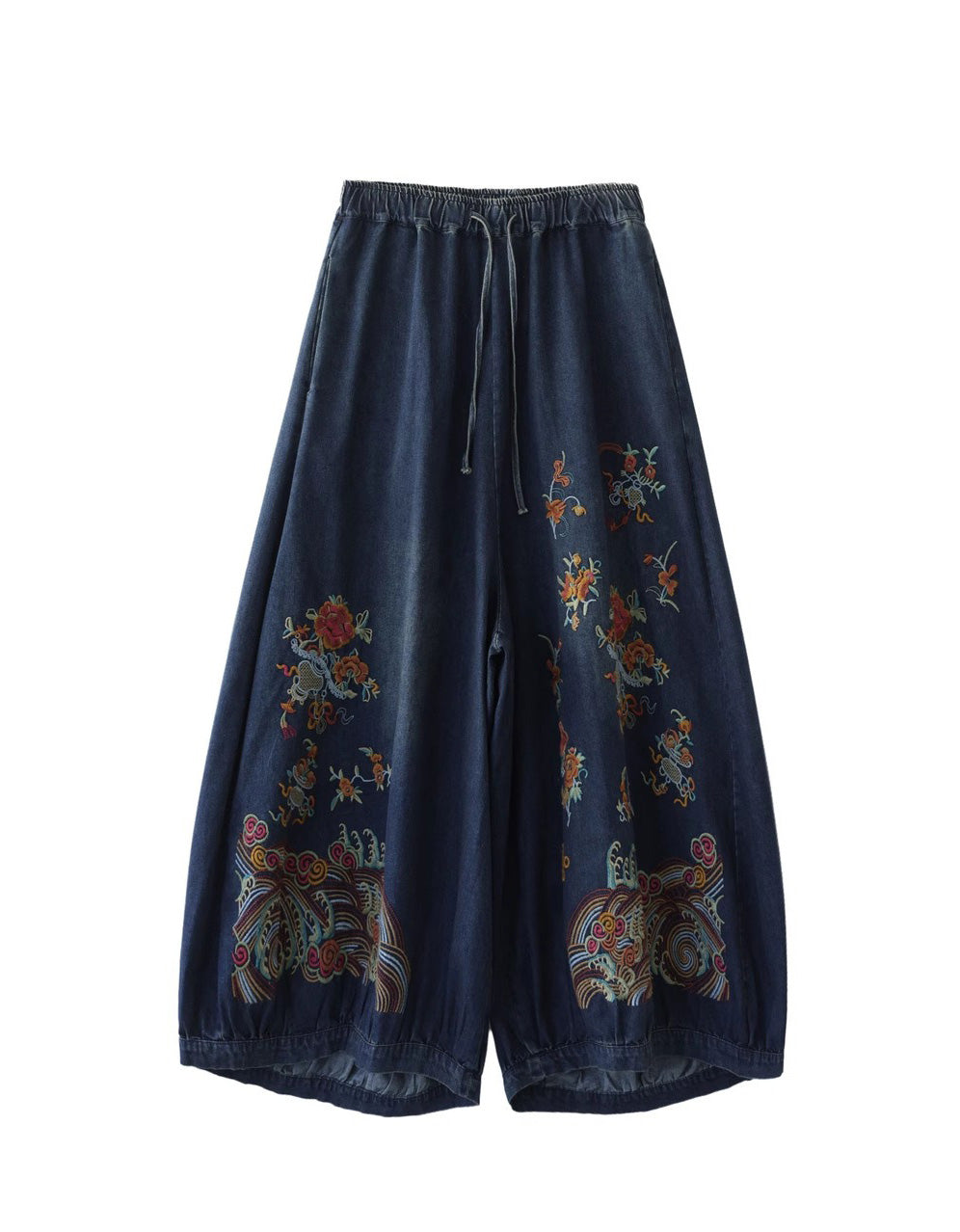 Wide Leg Loose Embroidery Denim Pants