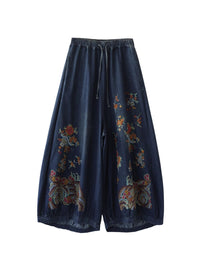Wide Leg Loose Embroidery Denim Pants