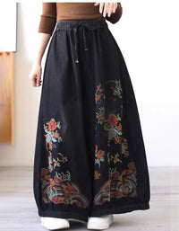 Wide Leg Loose Embroidery Denim Pants