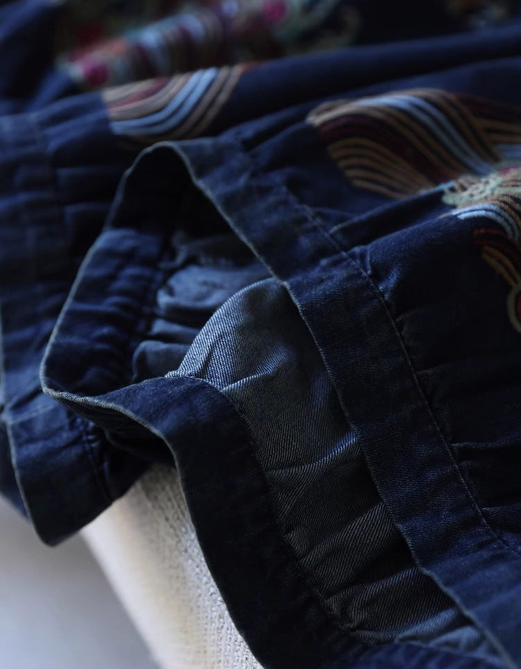 Wide Leg Loose Embroidery Denim Pants