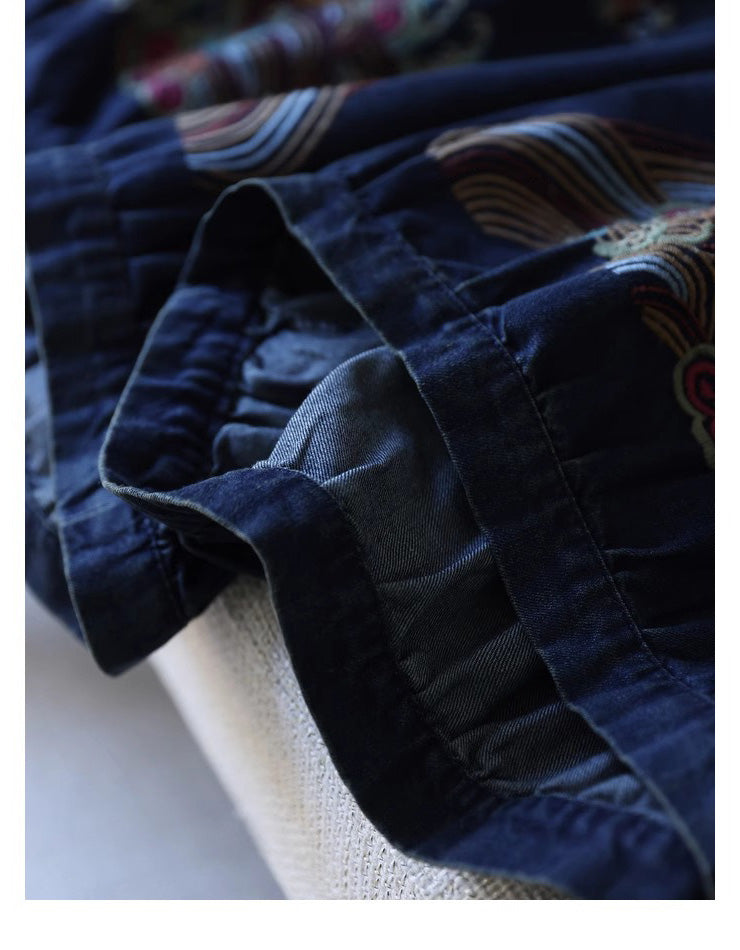 Wide Leg Loose Embroidery Denim Pants