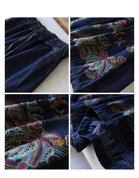 Wide Leg Loose Embroidery Denim Pants