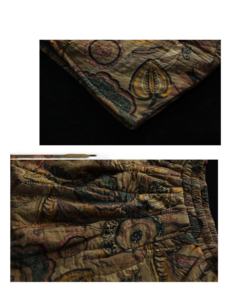 Winter Autumn Ethnic Style Cotton Quilted Printed Skirt