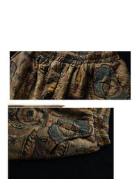 Winter Autumn Ethnic Style Cotton Quilted Printed Skirt