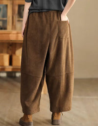 Winter Women Loose Casual Corduroy Carrot Trousers