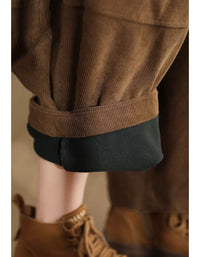 Winter Women Loose Casual Corduroy Carrot Trousers