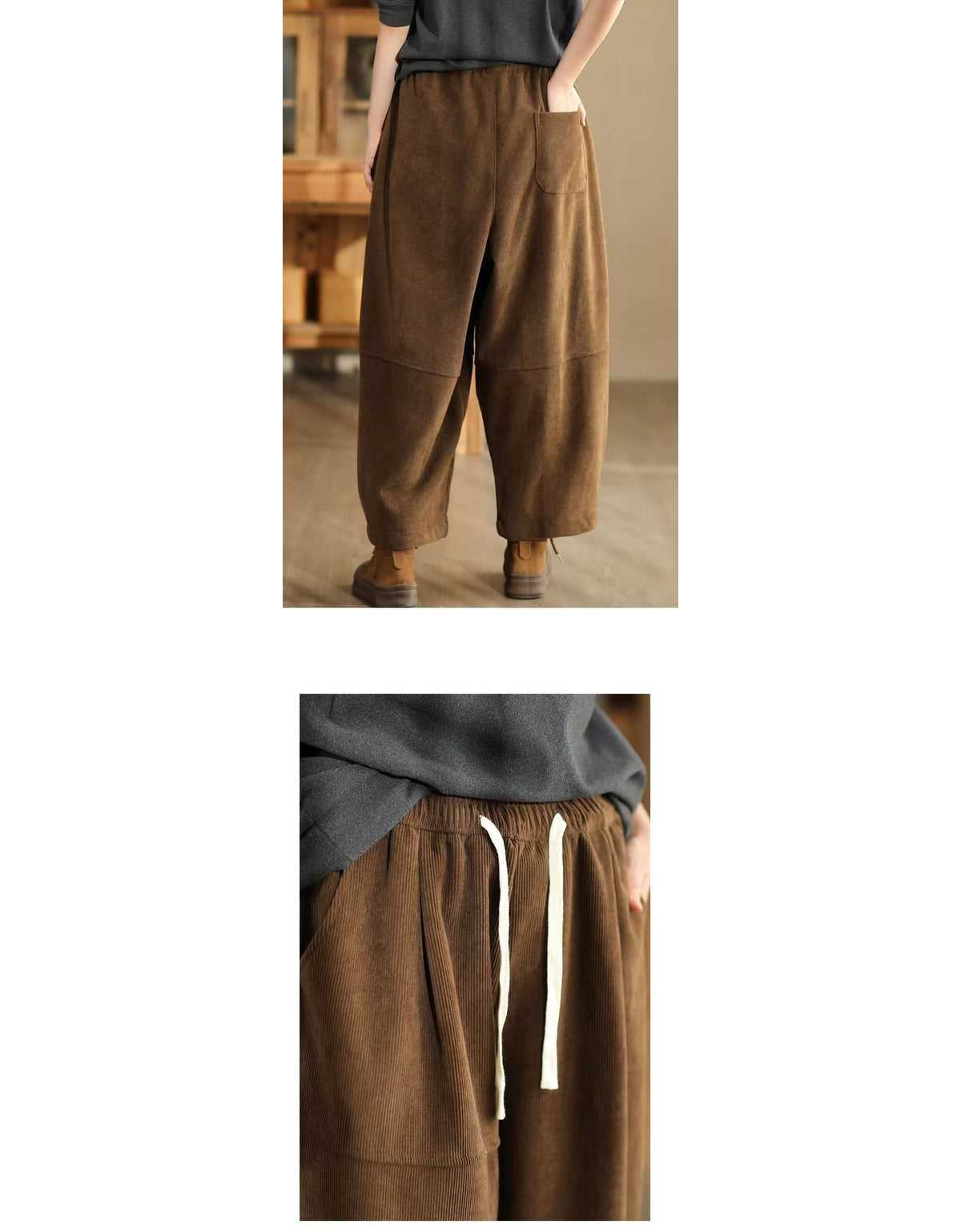 Winter Women Loose Casual Corduroy Carrot Trousers