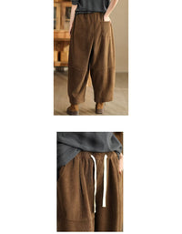 Winter Women Loose Casual Corduroy Carrot Trousers