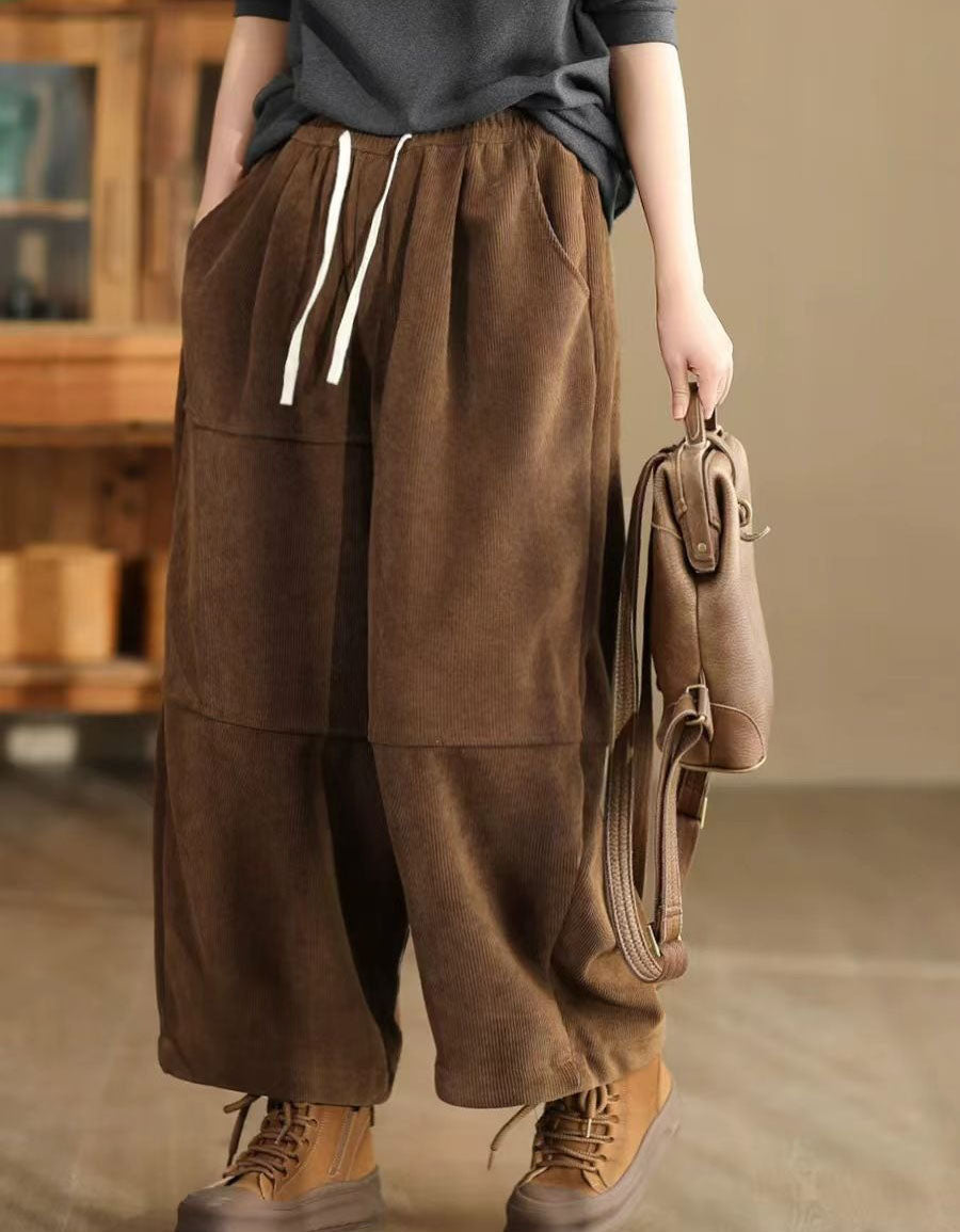 Winter Women Loose Casual Corduroy Carrot Trousers