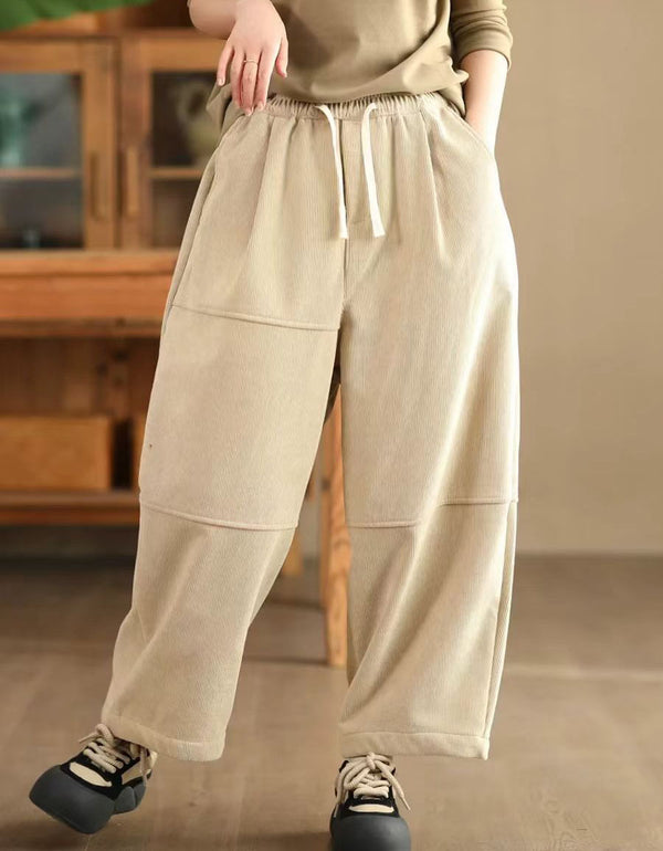 Winter Women Loose Casual Corduroy Carrot Trousers