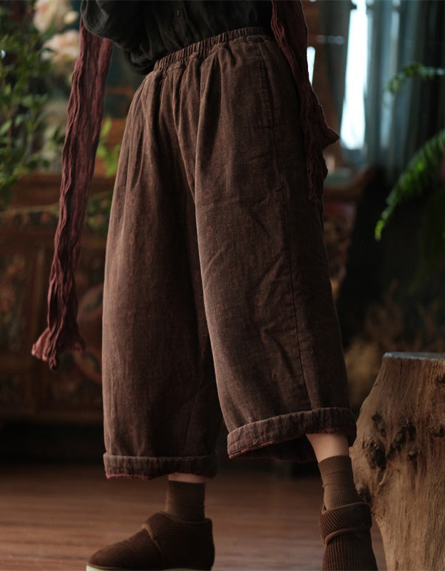 Winter Autumn Women Quilted Loose Wide Leg Pants