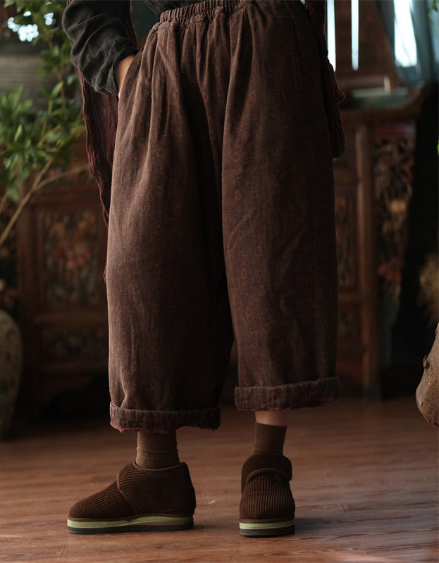 Winter Autumn Women Quilted Loose Wide Leg Pants