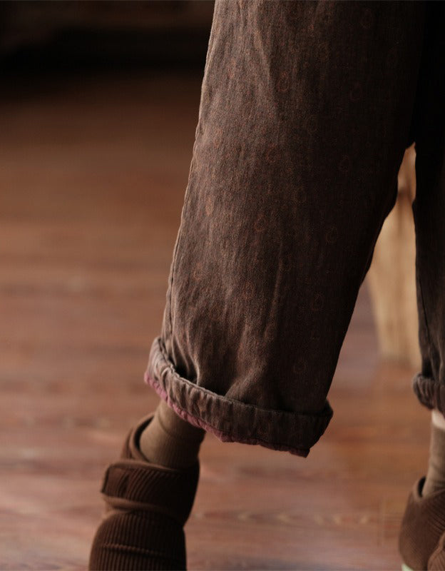 Winter Autumn Women Quilted Loose Wide Leg Pants