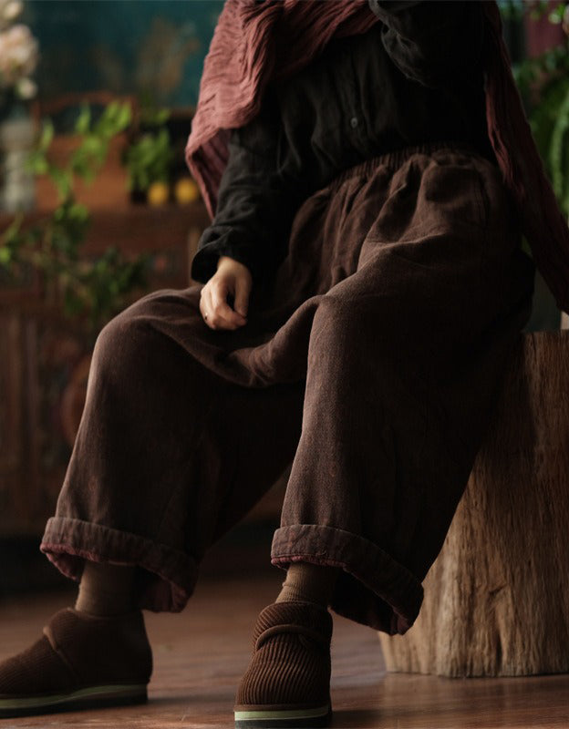 Winter Autumn Women Quilted Loose Wide Leg Pants