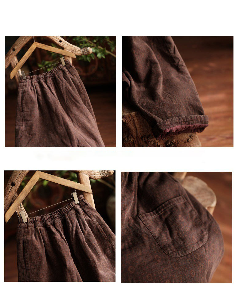 Winter Autumn Women Quilted Loose Wide Leg Pants