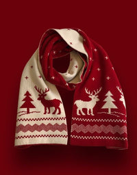 Christmas Reindeer Pattern Warm Knit Scarf