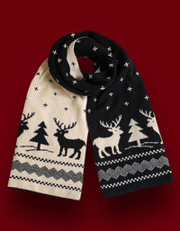 Christmas Reindeer Pattern Warm Knit Scarf