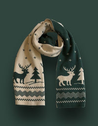 Christmas Reindeer Pattern Warm Knit Scarf