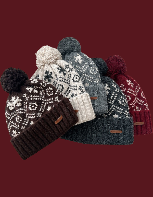 Winter Christmas Snowflake Pattern Knit Hat for Women