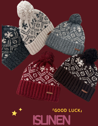 Winter Christmas Snowflake Pattern Knit Hat for Women