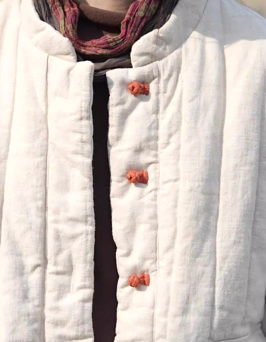 Winter Women Retro Loose Stand Collar Cotton Puffer Jacket
