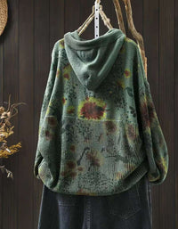 Winter Women’s Oversized Floral Knit Hoodie Sweater