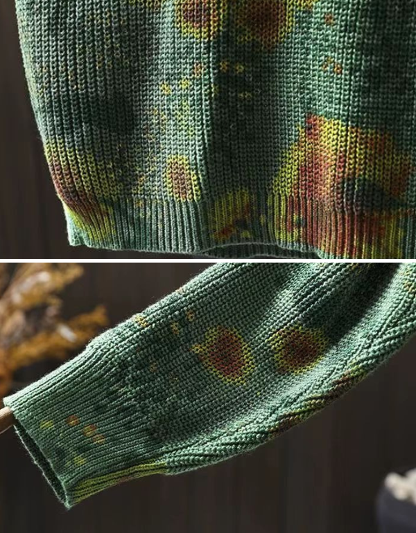 Winter Women’s Oversized Floral Knit Hoodie Sweater