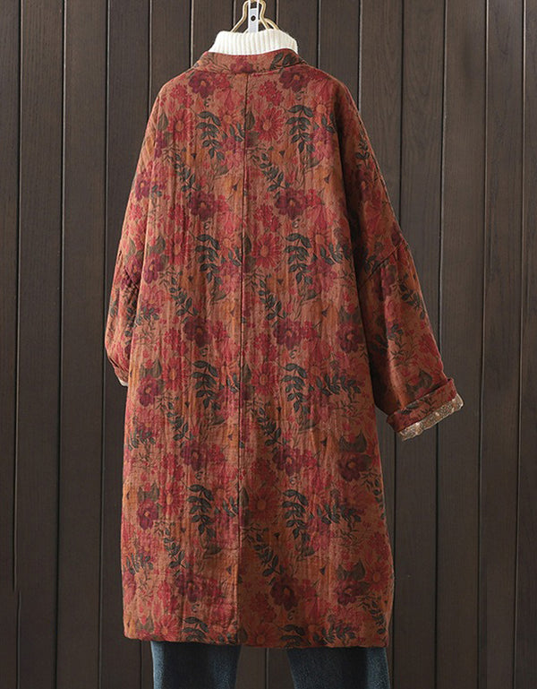 Winter Women's Vintage Oversized Floral Long Coat