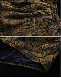 Winter Autumn Ethnic Style Cotton Quilted Printed Skirt