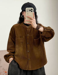 Women's Oversized Burgundy Corduroy Shirt Jacket