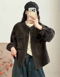 Women's Burgundy Ribbed Corduroy Oversized Shirt