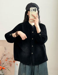 Oversized Burgundy Corduroy Shirt with Chest Pockets