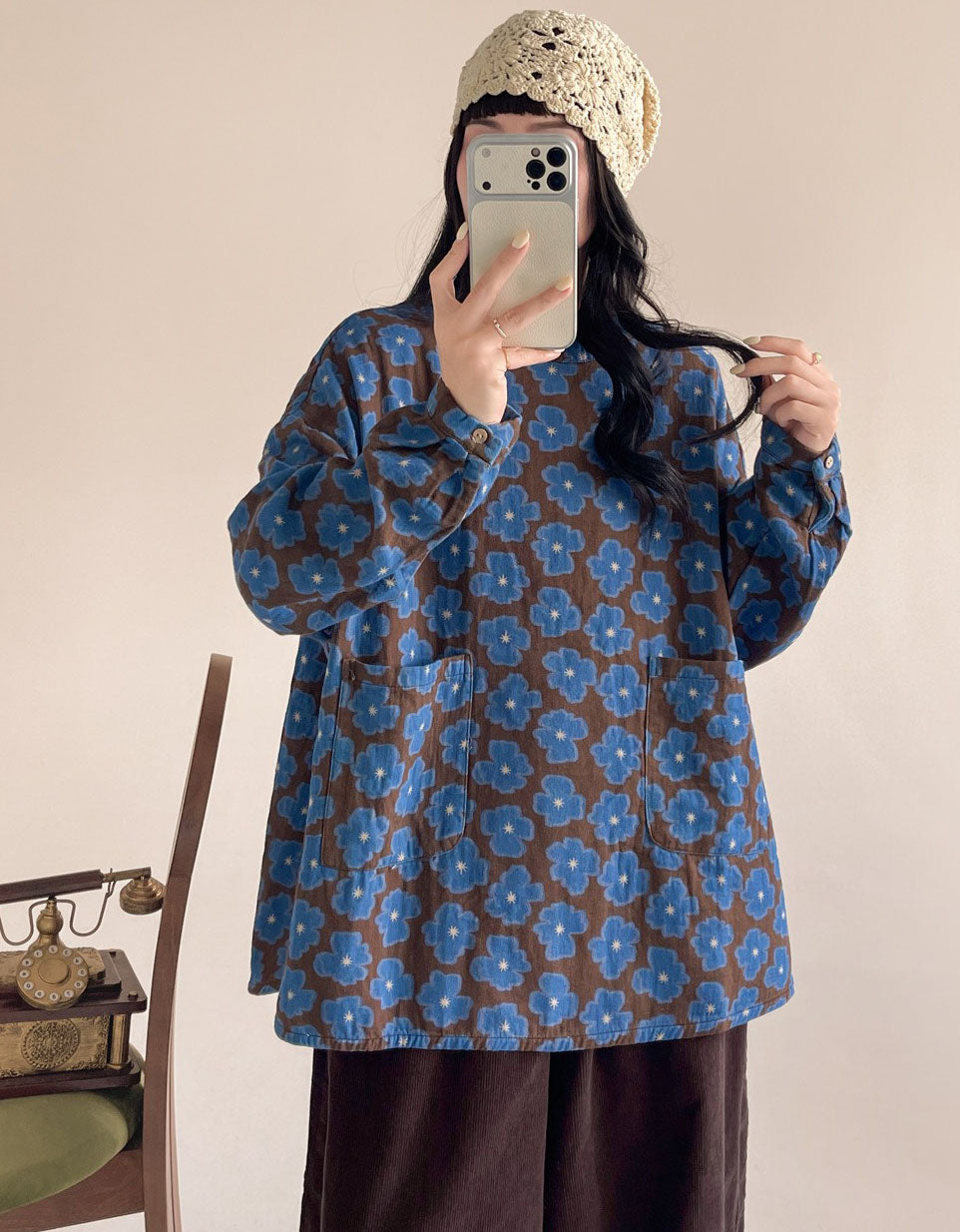 Women's Vintage Floral Cotton Casual Loose Blouse