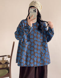 Women's Vintage Floral Cotton Casual Loose Blouse