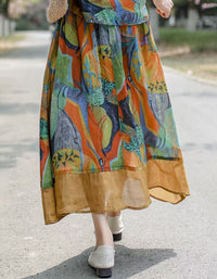 Women’s loose fit retro print skirt perfect for vacation, beach, and casual wear