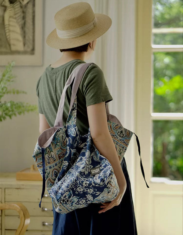 Women’s Floral Canvas Tote Bag Casual Everyday Bag