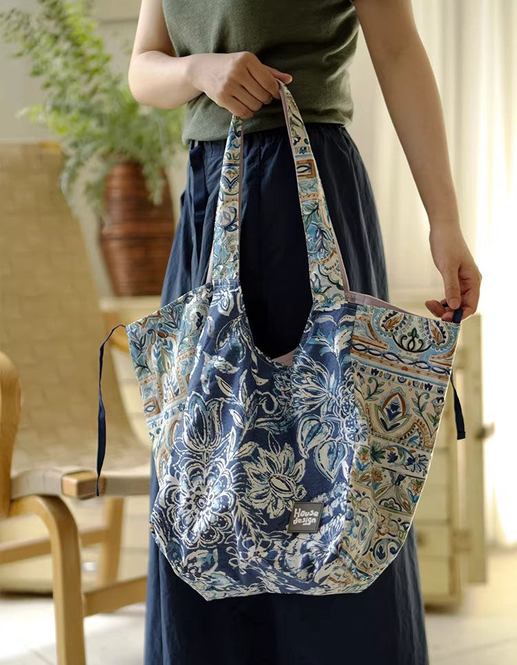 boho floral tote bag women large reusable shoulder bag