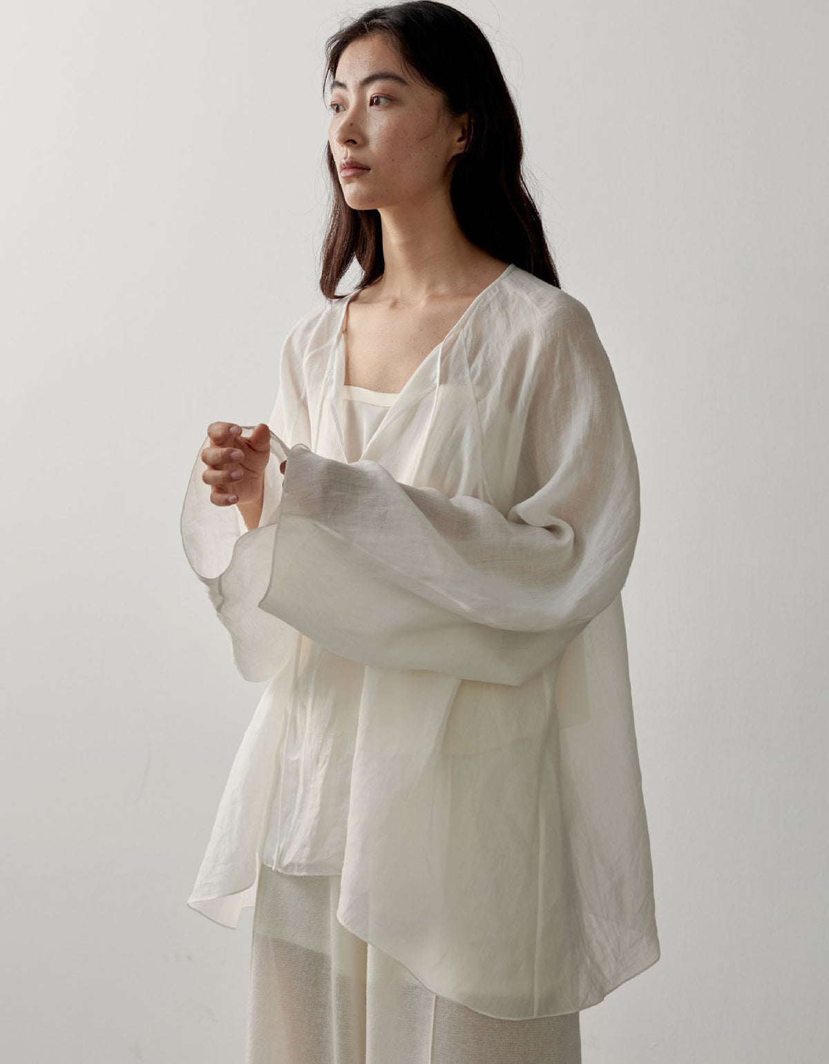 Elegant Sheer Linen Top Women – Oversized Casual Summer Blouse