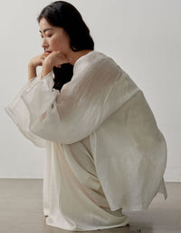 Breathable Linen Batwing Sleeve Blouse – Loose Fit Minimalist Women Top