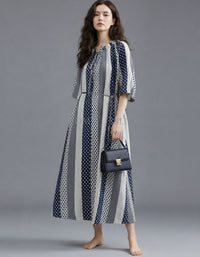 Women Boho Striped Maxi Dress Loose Fit Summer Dress