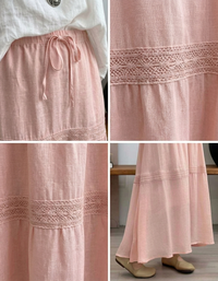 Women boho maxi skirt soft fabric texture close up